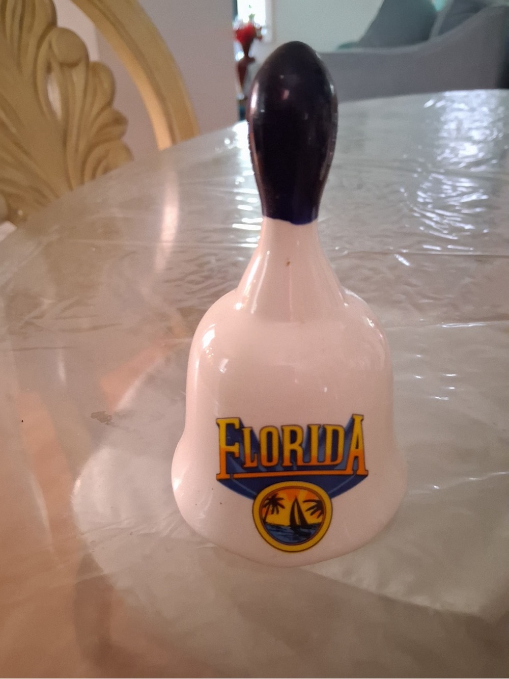 Florida Souvenir Ceramic Bell - White and Black